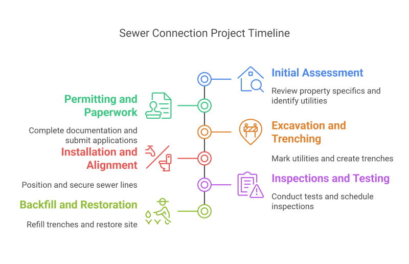 hooking up sewer line to public line